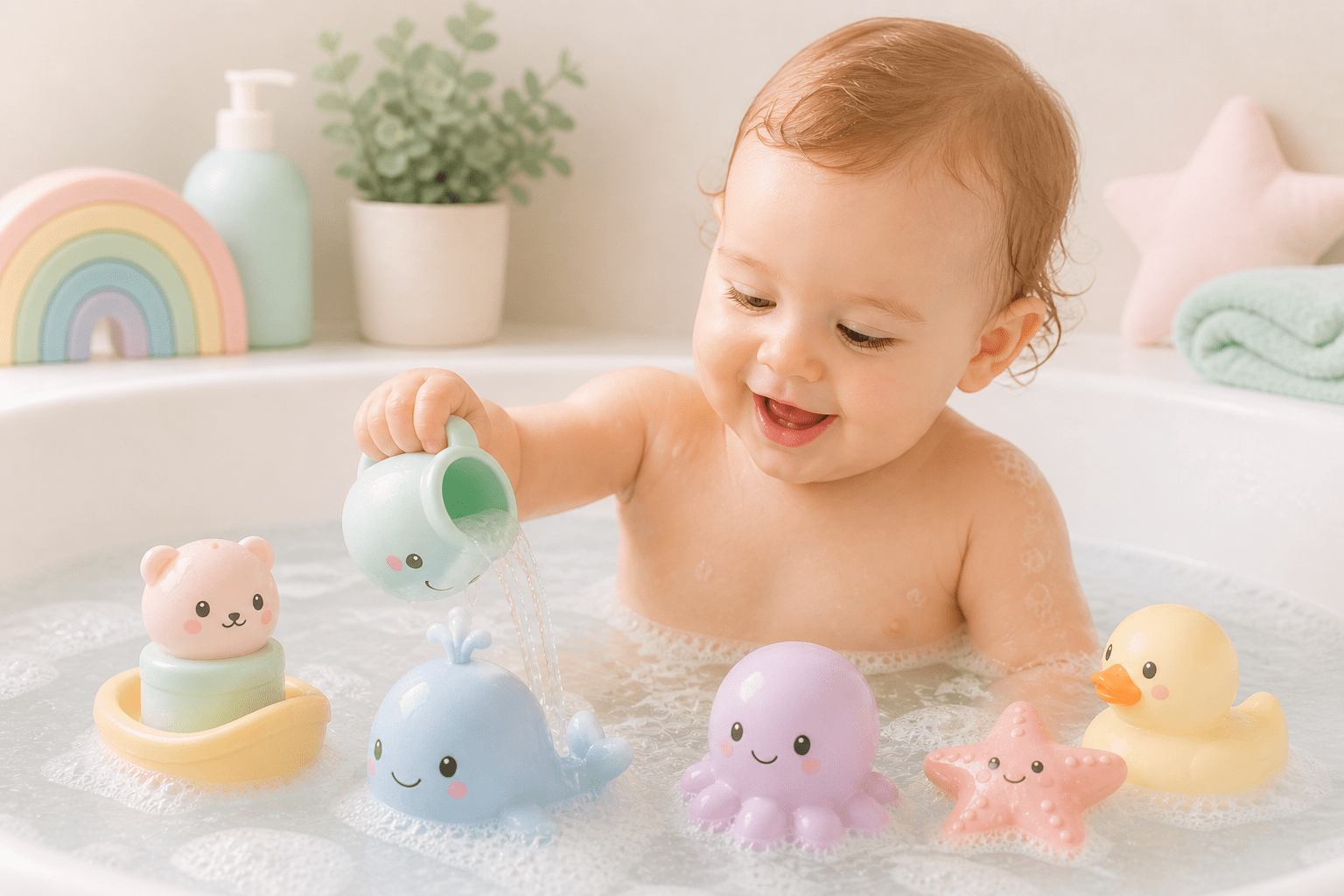 juguetes de baño para bebés sin moho
